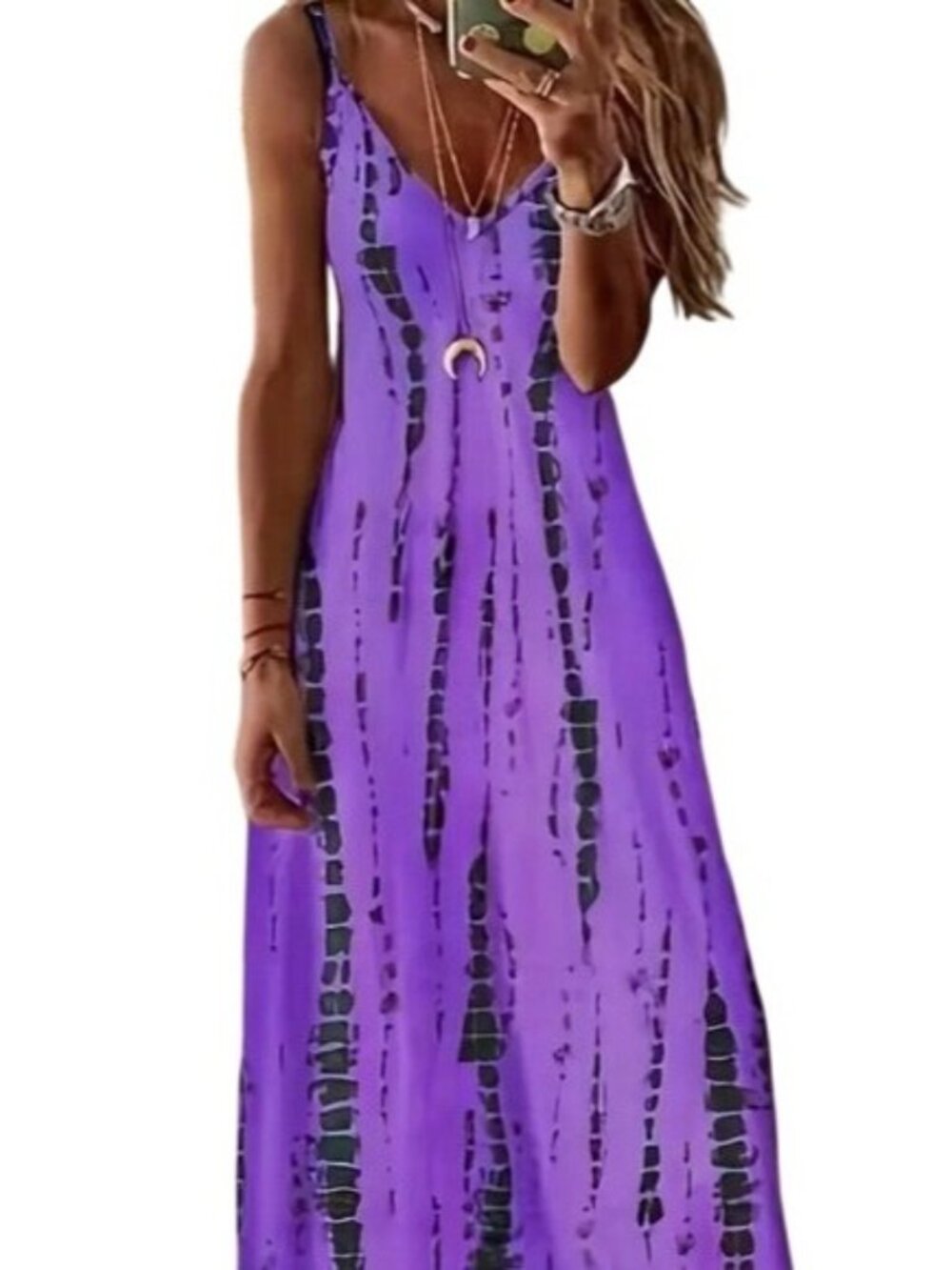 Purple Tie Dye Sleeveless Maxi Dress 4X Plus Size